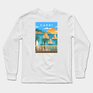 Capri, Italy. Retro travel minimalist poster Long Sleeve T-Shirt